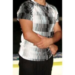 Vintage Elee Brand Menswear Black And White Optical Illusion Shirt Large Sexy!!!